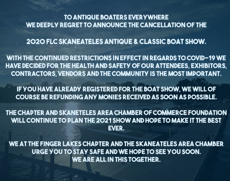 CANCELLED: Finger Lakes Chapter Antique & Classic Boat Show - Great